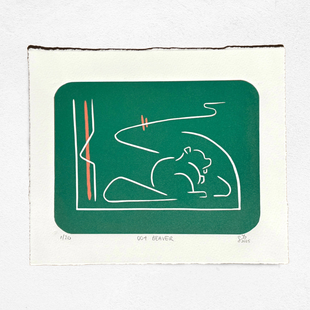 WiLD ALBA - 004 Beaver - Limited Edition Reduction Linocut