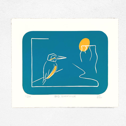 WiLD ALBA - 003 Kingfisher - Limited Edition Reduction Linocut