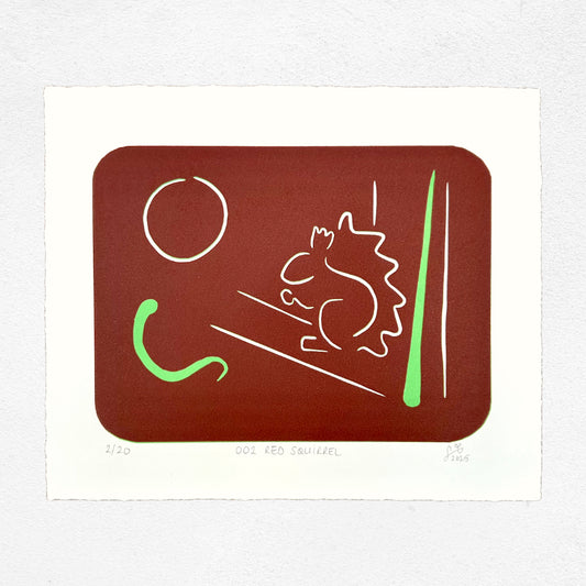 Wild ALBA - 002 Red Squirrel - Limited Edition Reduction Linocut