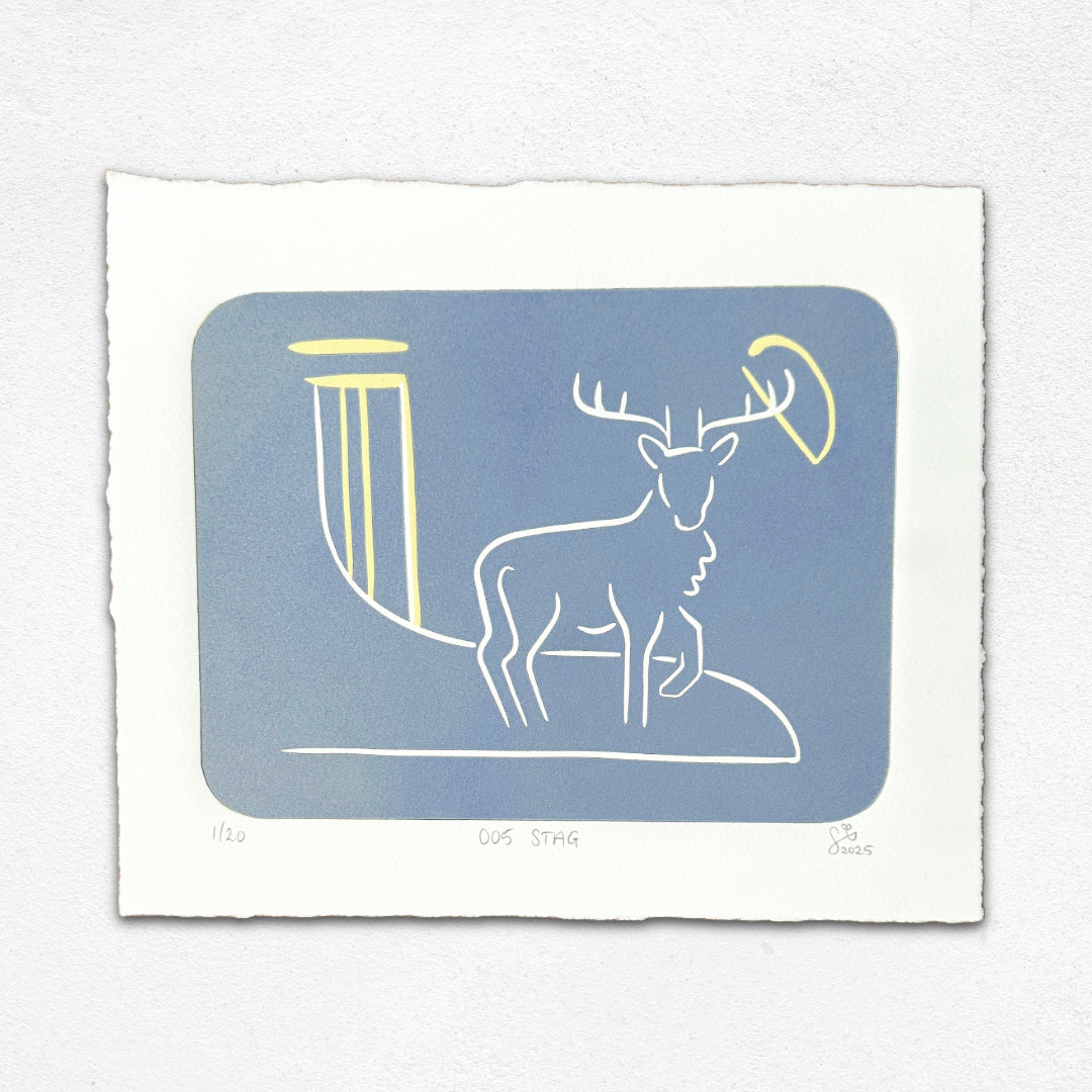 WiLD ALBA - 005 Stag - Limited Edition Reduction Linocut