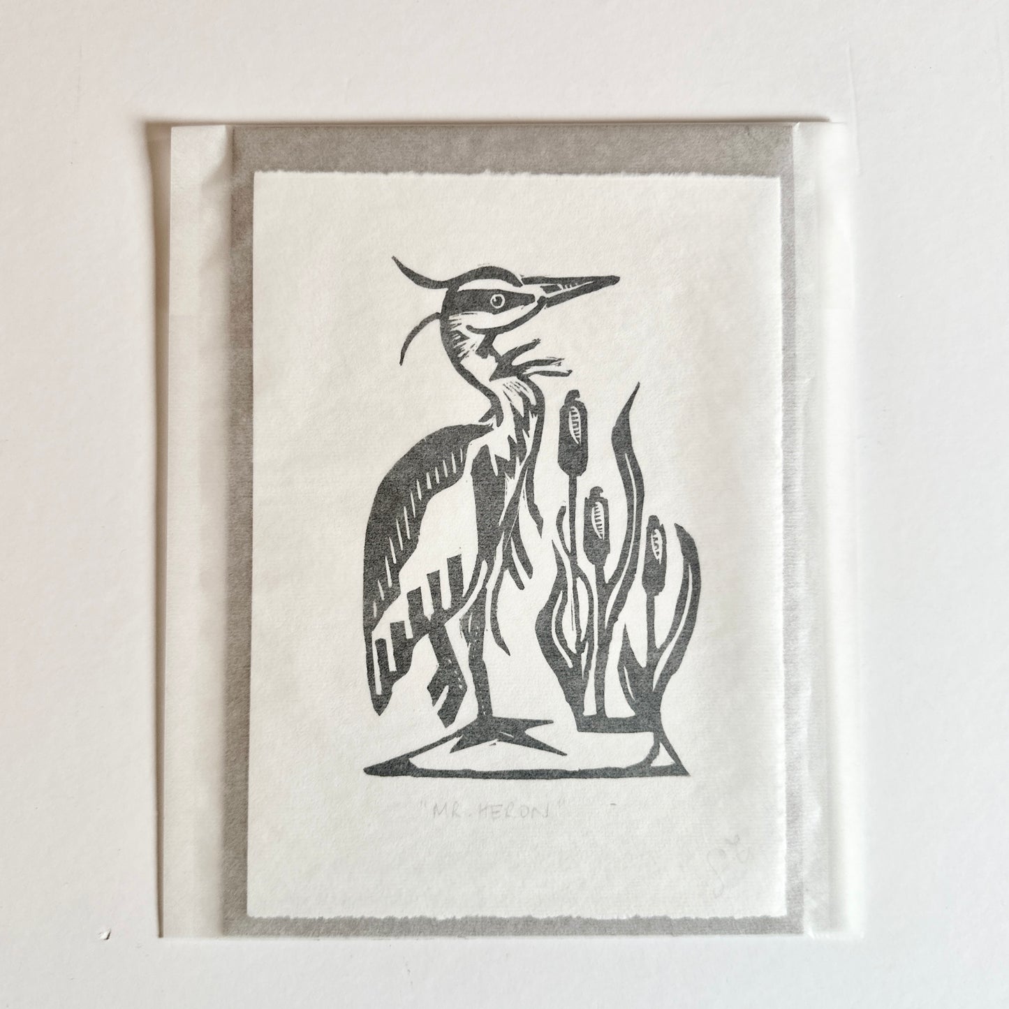 Mr. Heron Linocut Print