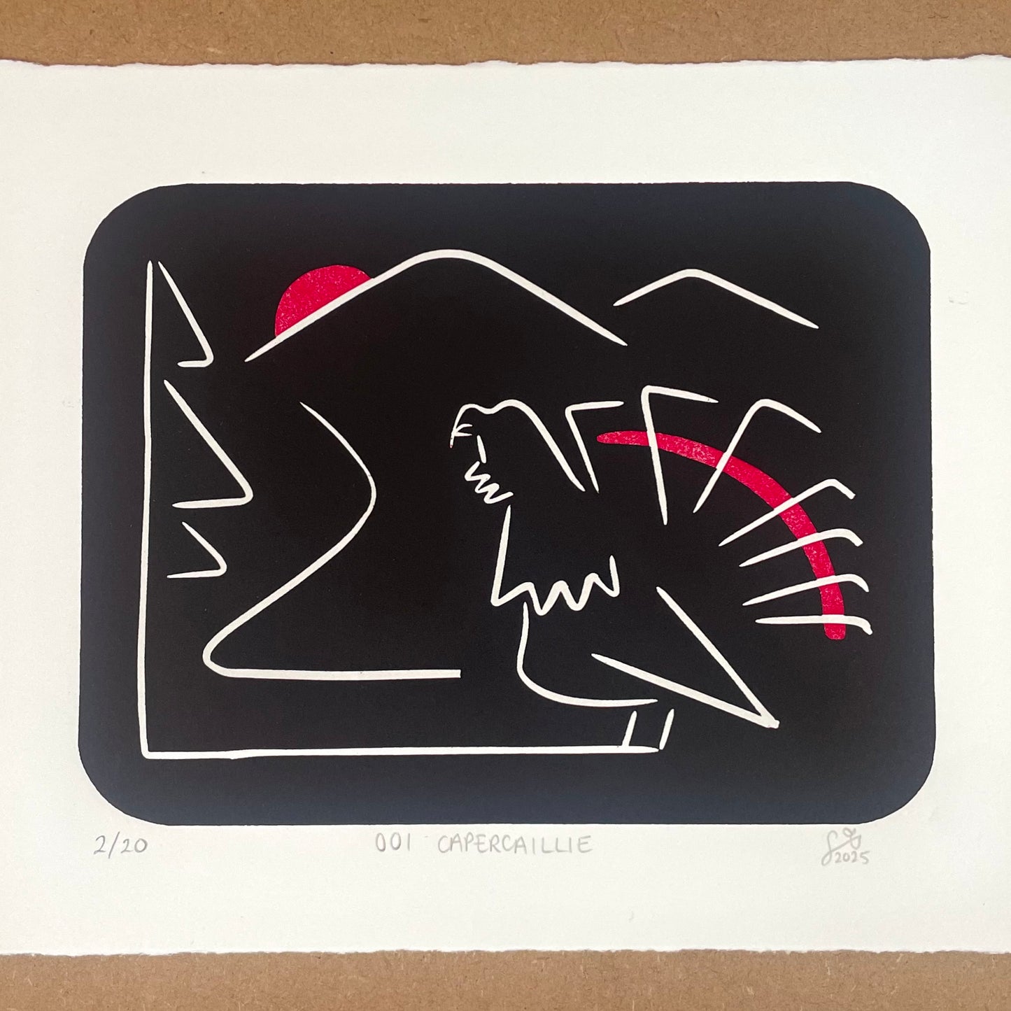 WiLD ALBA - 001 Capercaillie - Limited Edition Reduction Linocut