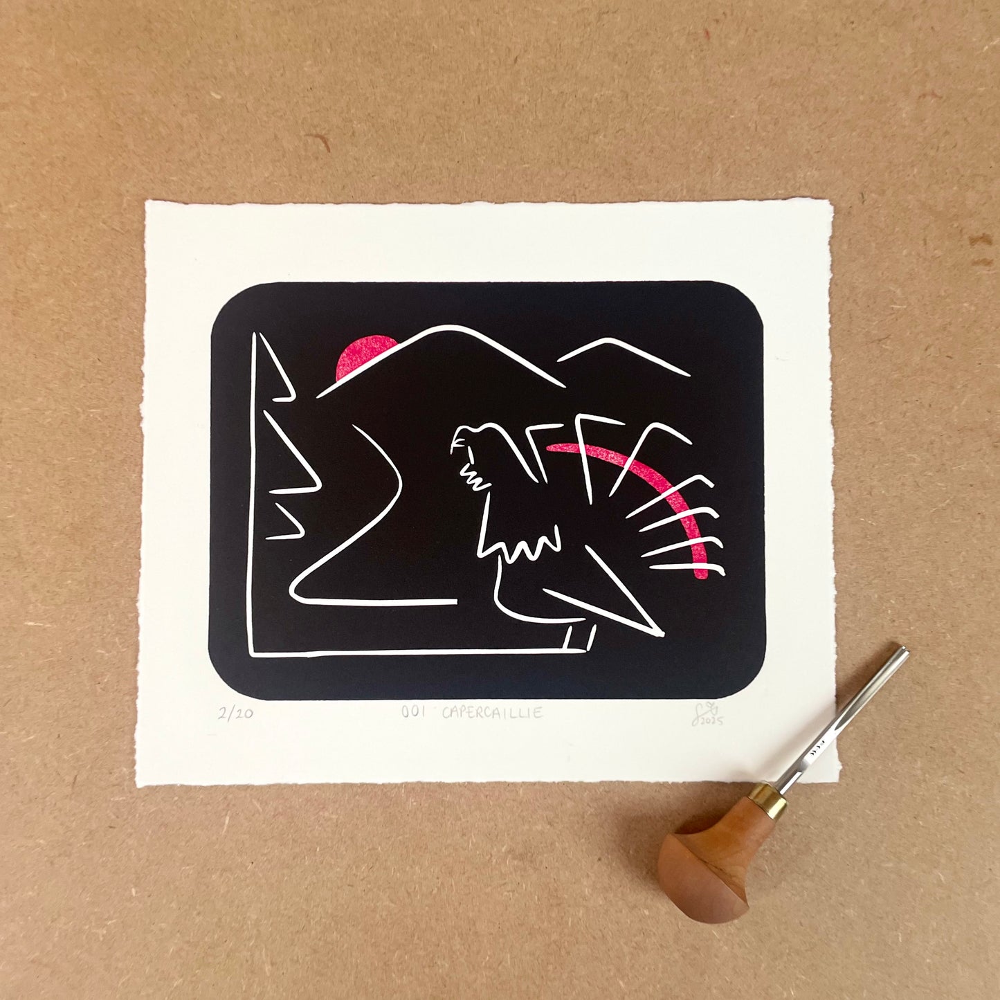 WiLD ALBA - 001 Capercaillie - Limited Edition Reduction Linocut