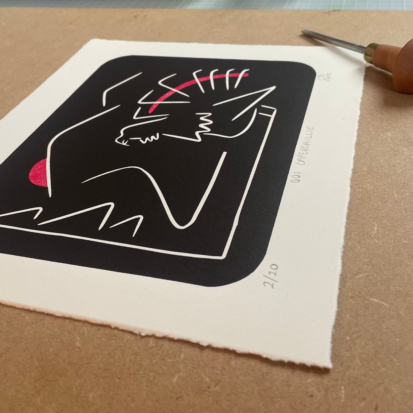 WiLD ALBA - 001 Capercaillie - Limited Edition Reduction Linocut