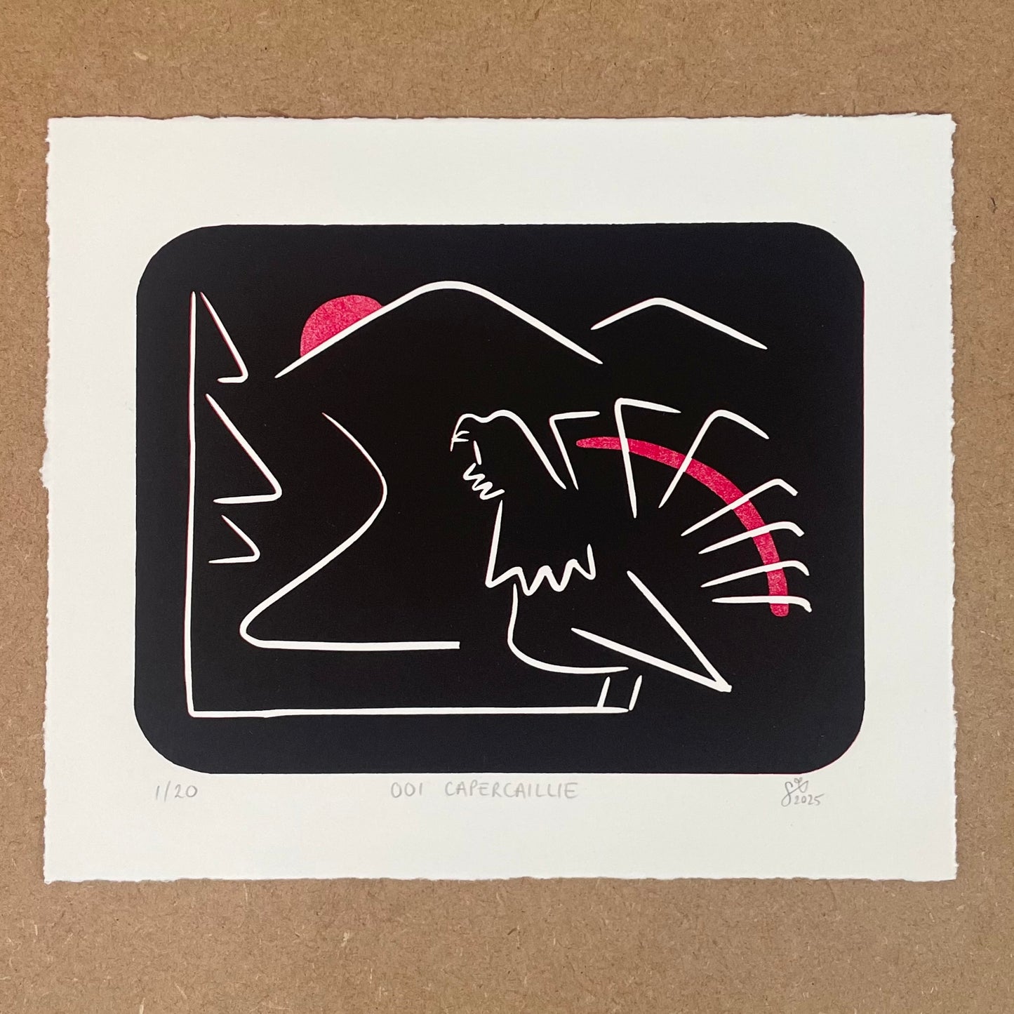 WiLD ALBA - 001 Capercaillie - Limited Edition Reduction Linocut