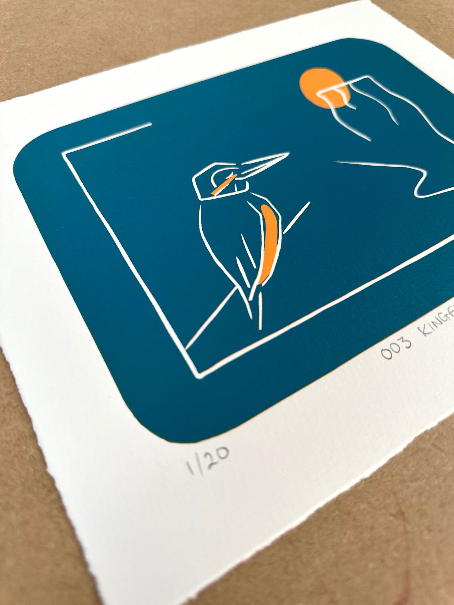 WiLD ALBA - 003 Kingfisher - Limited Edition Reduction Linocut