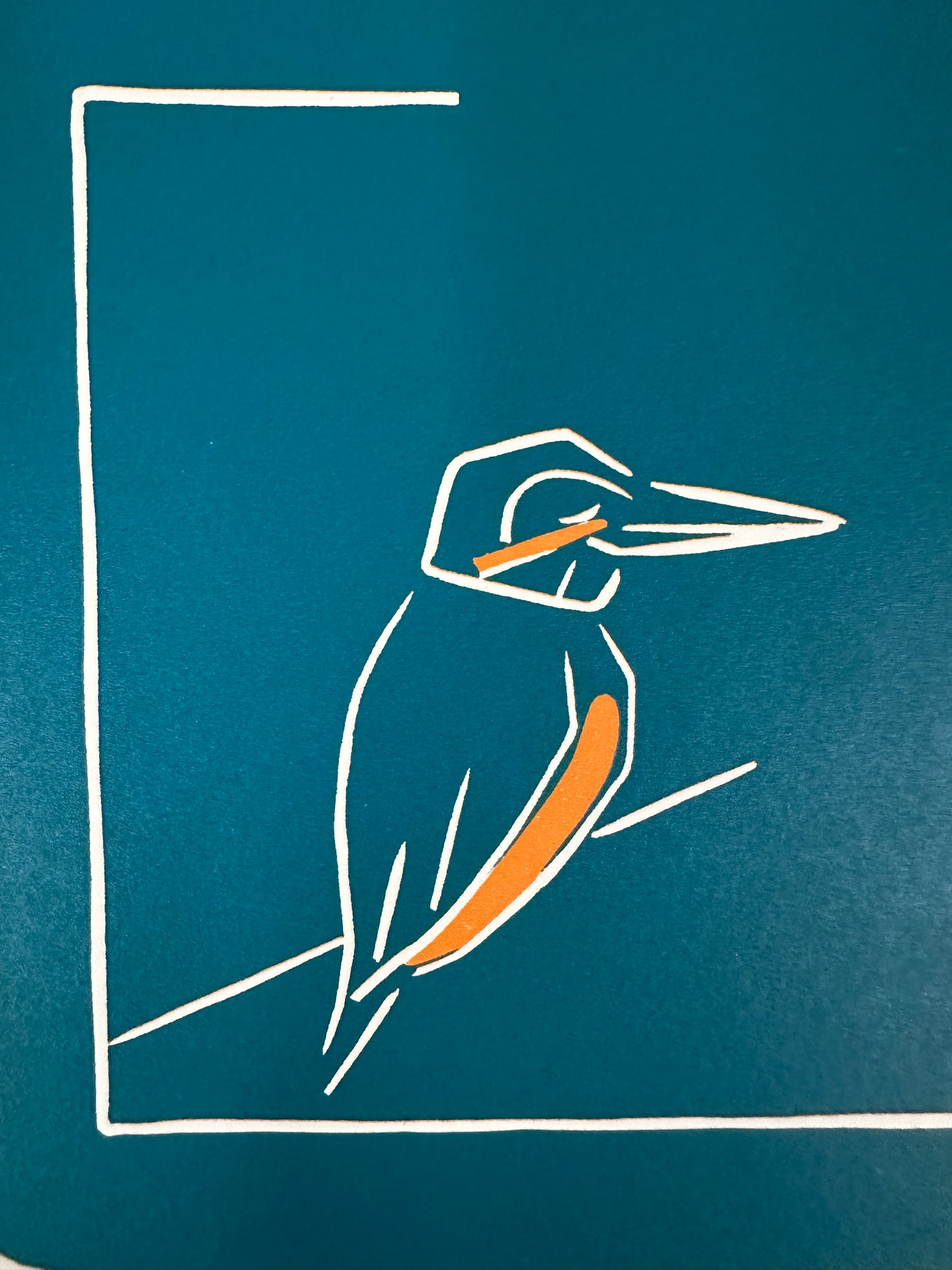 WiLD ALBA - 003 Kingfisher - Limited Edition Reduction Linocut