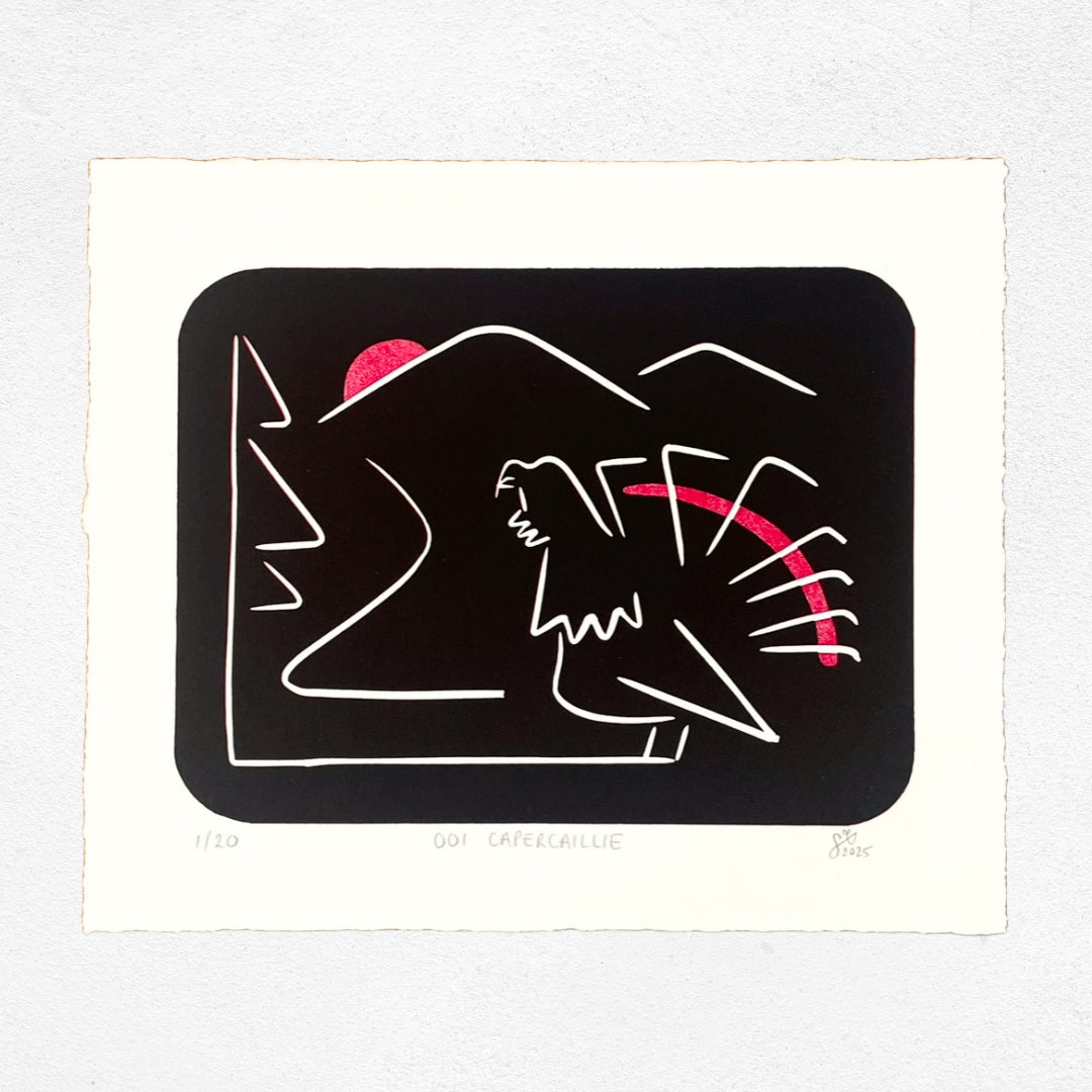 WiLD ALBA - 001 Capercaillie - Limited Edition Reduction Linocut
