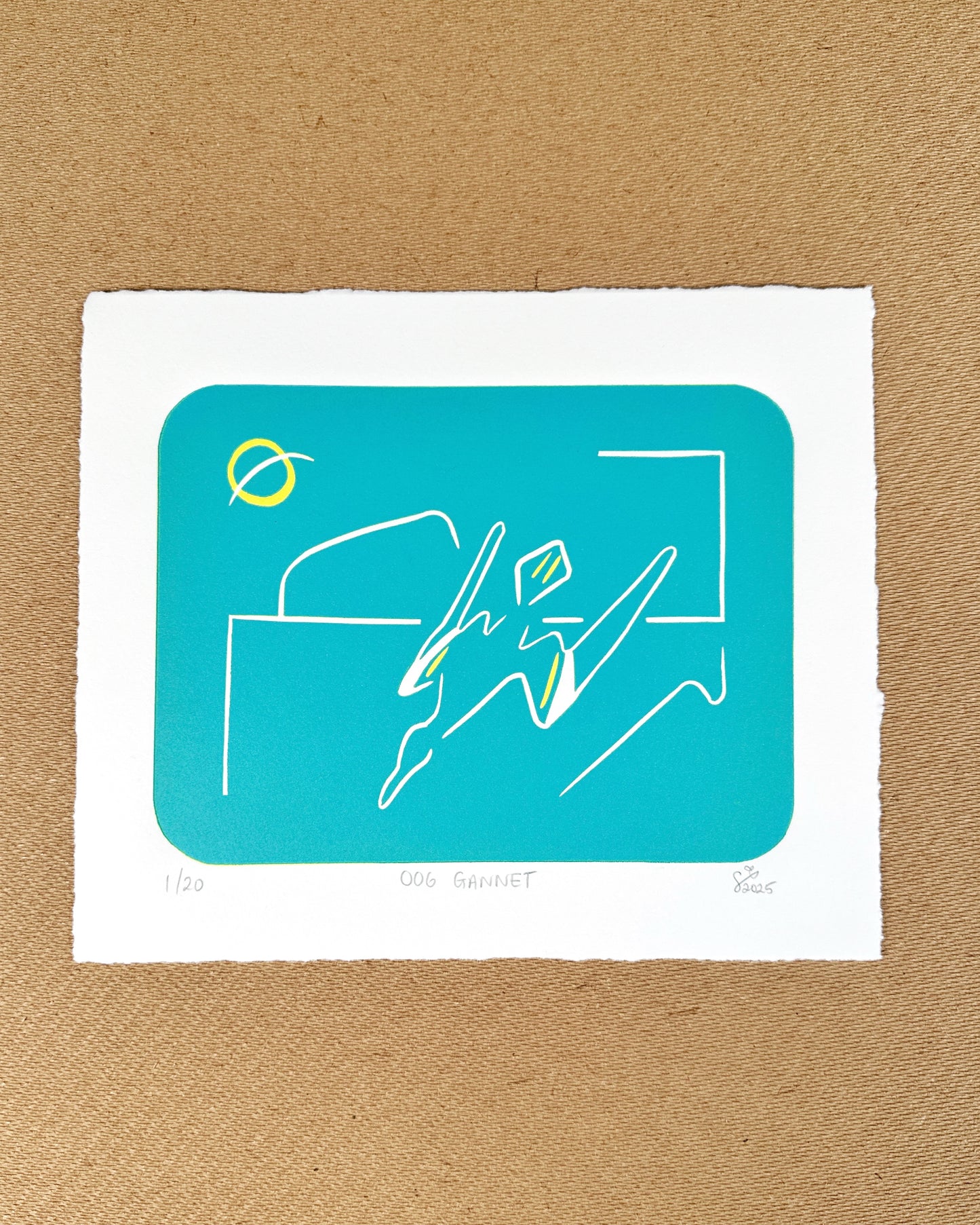 WiLD ALBA - 006 Gannet - Limited Edition Reduction Linocut
