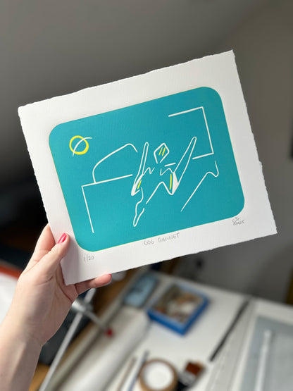 WiLD ALBA - 006 Gannet - Limited Edition Reduction Linocut