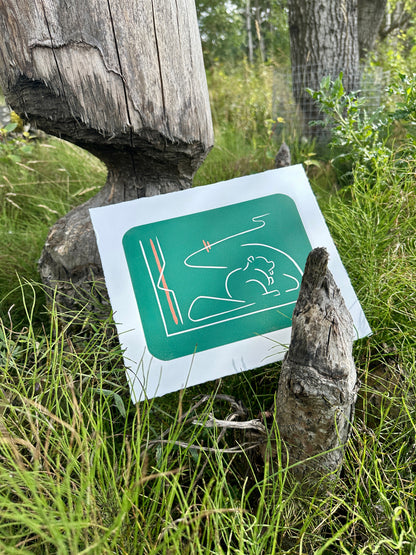 WiLD ALBA - 004 Beaver - Limited Edition Reduction Linocut
