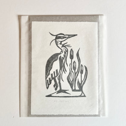 Mr. Heron Linocut Print