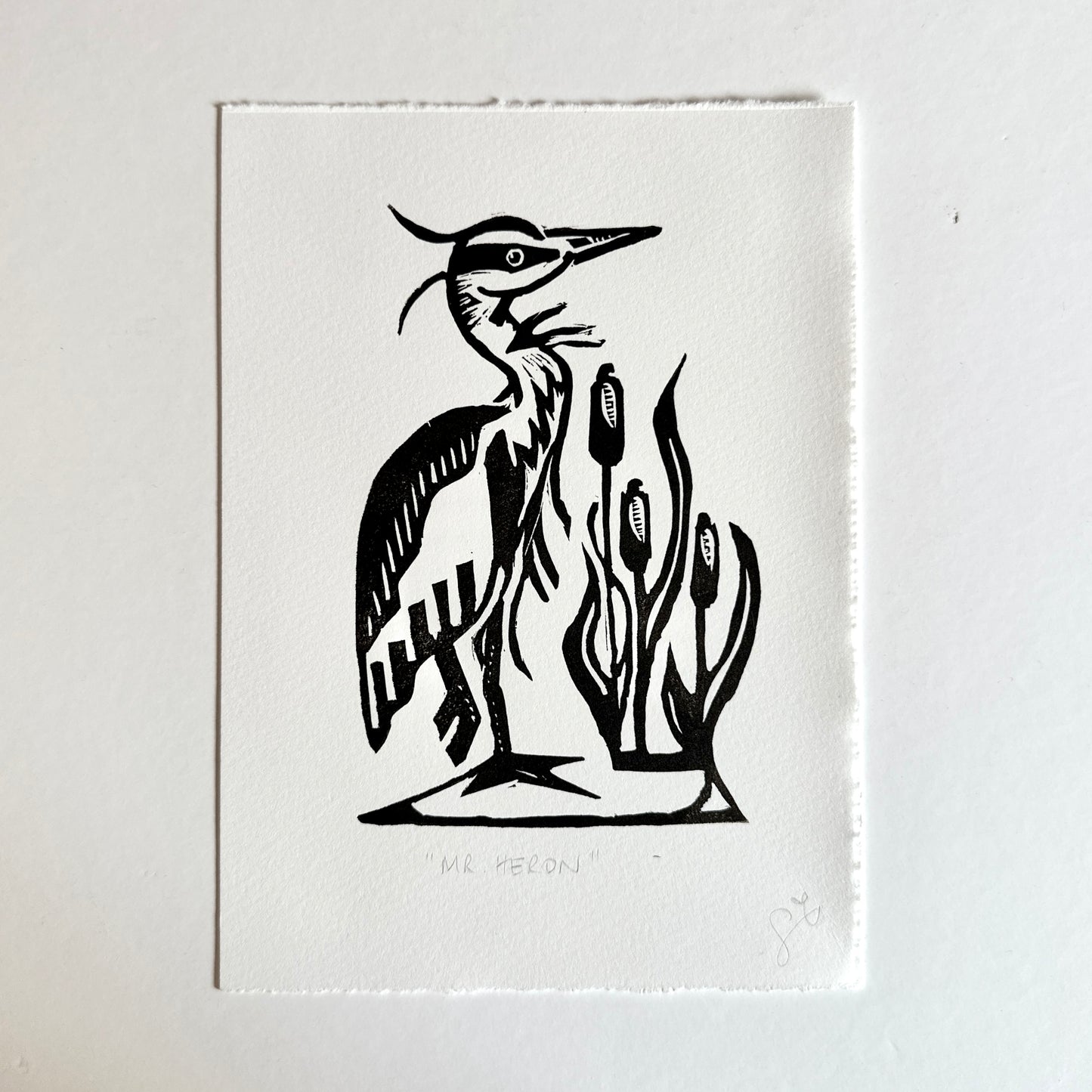 Mr. Heron Linocut Print