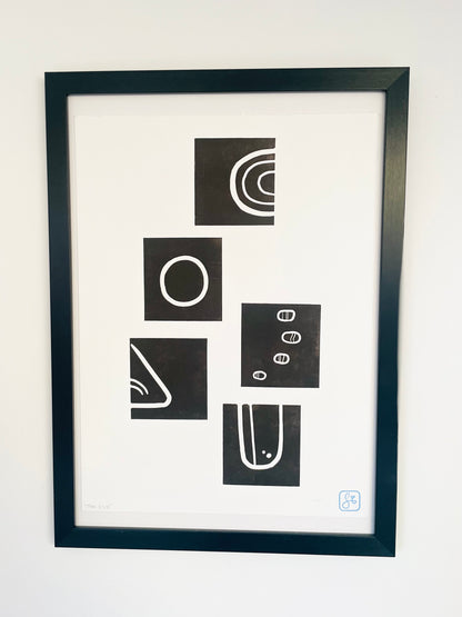 "The 5ve" - Original linoprint