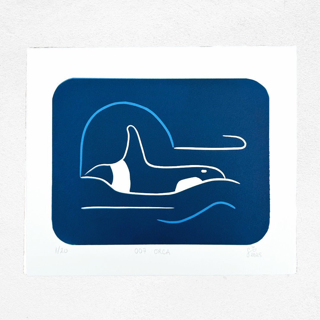 WiLD ALBA - 007 Orca - Limited Edition Reduction Linocut