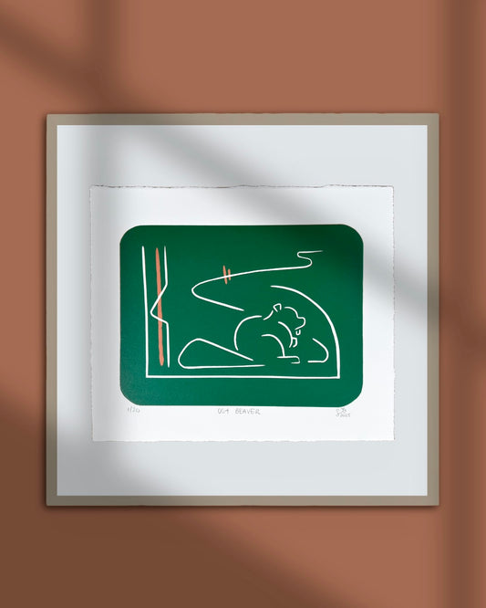 WiLD ALBA - 004 Beaver - Limited Edition Reduction Linocut