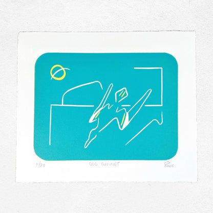 WiLD ALBA - 006 Gannet - Limited Edition Reduction Linocut